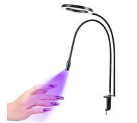 Lampada Polimerizzatrice Per Smalti Con Morsetto - Lampada Da Tavolo Con 3 Modalità Di Colore Regolabili, Luminosità Continua, Lampada Da Scrivania A Collo D'Oca Flessibile Per La Cura,Black