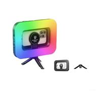 Lampada portatile a LED ricaricabile ad anello da 3600 mAh per zoom, riunioni, viaggi, vlogging, smartphone, video, in ABS robusto, 17,5 x 25 cm (con treppiede)