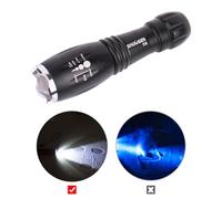 Lampada portatile nera con torcia elettrica fluorescente e luce di