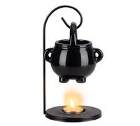 Lampada profumata per oli essenziali, caldaia a strega, bruciatore a olio per candele, scaldacera, diffusore di aromi per spa, yoga, meditazione (nero)