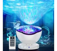 Lampada Proiettore Oceano, Luce Notturna Bambini con Controllo Remoto e Timer, 8 Modalità di Colore e 6 Suoni Musicali Lampada da Comodino per Bambini, Neonati, Camera da Letto, Soggiorno (Bianco)