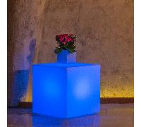 LAMPADA CUBO RESINA MADE IN ITALY QUADRATO GIARDINO ILLUMINAZIONE LUCE AZZURRA