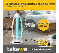 LAMPADA RAGGI UV-C LUCE 38W GERMICIDA SANIFICAZIONE AMBIENTI BATTERI VIRUS UVC U [EEK: A++]