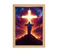 Lampada Religiosa,Luminoso Di Gesù Con Effetto Tridimensionale - Pittura Religiosa Decorativa con Funzione LED per Decorazione Pareti Casa Camera da Letto Soggiorno Pasqua Completo