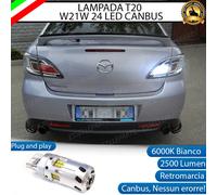 LAMPADA RETROMARCIA T20 W21W MAZDA 6 II 2500 LUMEN CANBUS 6000K BIANCO