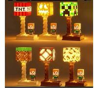 Lampada ricaricabile a pixel di Minecraft, luce notturna periferica del gioco, luce notturna stile lanterna, modello periferico di Minecraft Creeper, Glowstone, Redstone, TNT, Erba, Zucca, luce nottur