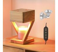 Lampada riscaldante in legno, stile moderno con timer, decorazione per la casa e la camera da letto, dimmerabile, per cera profumata con 2 lampadine da 50 W, perfetta per candele in barattolo, regalo