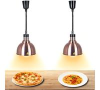 Lampada Riscaldante per Alimenti, 250W Sospesa Lampada Riscaldante Cucina Altezza Regolabil 60-180cm, Lampade Scaldavivande Cucina per Ristoranti, Hotel a Buffet (rame-25cm, 2PC)