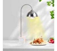 Lampada riscaldante per alimenti commerciale, lampada riscaldante per alimenti in acciaio inossidabile, scaldavivande elettrico portatile con base in marmo e lampadina riscaldante da 250 W(F)