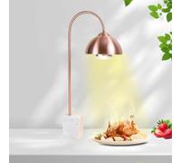 Lampada riscaldante per alimenti commerciale, lampada riscaldante per alimenti in acciaio inossidabile, scaldavivande elettrico portatile con base in marmo e lampadina riscaldante da 250 W(B)