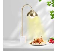 Lampada riscaldante per alimenti commerciale, lampada riscaldante per alimenti in acciaio inossidabile, scaldavivande elettrico portatile con base in marmo e lampadina riscaldante da 250 W(D)