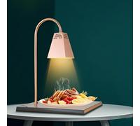Lampada riscaldante per alimenti da banco, lampada riscaldante portatile con base in marmo, luce più calda per alimenti, scaldavivande elettrico per buffet per catering cucine(Pink)