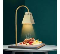 Lampada riscaldante per alimenti da banco, lampada riscaldante portatile con base in marmo, luce più calda per alimenti, scaldavivande elettrico per buffet per catering cucine(Bronze)