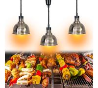 Lampada Riscaldante per Alimenti, Lampade Scaldavivande Cucina Altezza Regolabil 60-180cm, Lampade Riscaldanti per Cibo Commerciale, Lampada Riscaldante Cucina per Hotel a Buffet (Acciaio-25cm, 3PC)