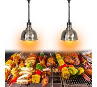Lampada Riscaldante per Alimenti, Lampade Scaldavivande Cucina Altezza Regolabil 60-180cm, Lampade Riscaldanti per Cibo Commerciale, Lampada Riscaldante Cucina per Hotel a Buffet (Acciaio-25cm, 2PC)