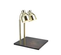 Lampada riscaldante per alimenti, luce elettrica per alimenti da catering, luce riscaldante per alimenti con base in marmo, tubo in acciaio galvanizzato, per ristorazione(Gold,2-Rod)