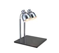 Lampada riscaldante per alimenti, luce elettrica per alimenti da catering, luce riscaldante per alimenti con base in marmo, tubo in acciaio galvanizzato, per ristorazione(Silver,2-Rod)