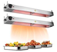Lampada Riscaldante per Alimenti, Sospeso Lampade Scaldavivande Cucina, Acciaio inox Lampade Riscaldanti Commerciale per Buffet, Cucine e Hotel, Temperatura Regolabile 30-85°C (2PC, 60CM)