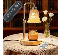 Lampada riscaldante per candele con timer dimmerabile, altezza regolabile, paralume in vetro per candele in barattolo di cera, bruciatore senza fiamma con 2 lampadine, regalo per riscaldamento della