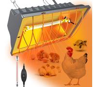 Lampada riscaldante per pollaio, 300 W, per pulcini, cavo da 1,9 m, passato UL, temperatura e altezza regolabili, con paralume in lega di alluminio, adatta per pollame da interni (grigio)