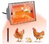 Lampada Riscaldante per Pulcini, Lampada a Luce Rossa 175 W, Paralume Animali con interruttore Economy, cavo da 1,8 m, Lampada a Infrarossi Termostatica Automatica per Pulcini, Maialini, Cuccioli