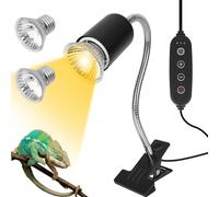 Lampada Riscaldante per Tartarughe, Morsetto Girevole a 360°Lampadas UVB per Rettili e Anfibio con 50W Lampadine Lampada Riscaldante Rettile con Interruttore Timer Regolabile per Lucertola, Serpente