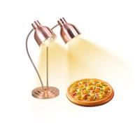 Lampada riscaldata da cucina, 250 W, lampada a infrarossi, doppia testa, autonoma, per buffet, sala da pranzo, hotel commerciali, mantenimento caldo degli alimenti (oro rosa)