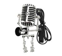 Lampada Robot per Chitarra Microfono Vintage, Luce Accogliente per la Scrivania della Camera da Letto Cultura (BLACK)