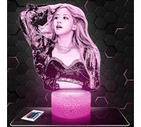 Lampada Rose BlackP decorazione per camera da ragazza Lampada 3D Rose BlackP oggetto K-pop Corea Pop Coreana idea regalo decorazione luce soffusa luce notturna decorazione ufficio. Idea Regalo Natale