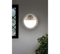 Lampada rustica da parete o soffitto in alluminio decorato e vetro satinato, per esterni Diametro ? 31 cm peso 1 kg - Attacco Lampada E 27 interno Paralume Bianco Vintage bianco