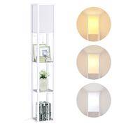 Lampada Salotto da Terra, 3000K-5000K Lampada da Pavimento in Legno con Scaffale, Lampada a Stelo 1.6M, Piantana da Terra con Presa E27 per Camera Da Letto e Soggiorno(Lampadine Incluse)