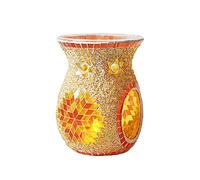 Lampada scaldacandele profumata DCDCD, bruciatore di Cera fusa, bruciatore di Oli Essenziali in Vetro a Mosaico con Fiore di Sole in Stile Etnico, bruciatore di aromi, Decorazione