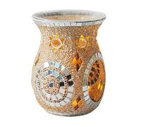 Lampada scaldacandele profumata DCDCD, bruciatore di Cera fusa, bruciatore di Oli Essenziali in Vetro a Mosaico con Motivo a Girasole in Stile Etnico, Porta-bruciatore di aromi per