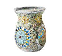 Lampada scaldacandele profumata DCDCD, bruciatore di Cera fusa, bruciatore di Oli Essenziali in Vetro a Mosaico con Motivo a Girasole in Stile Etnico, bruciatore di aromi per la ca
