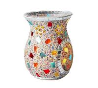 Lampada scaldacandele profumata DCDCD, bruciatore di Cera fusa, bruciatore di Oli Essenziali in Vetro a Mosaico con Fiore di Sole in Stile Etnico, bruciatore di aromi, Decorazione