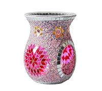 Lampada scaldacandele profumata DCDCD, bruciatore di Cera fusa, bruciatore di Oli Essenziali in Vetro a Mosaico con Motivo a Girasole in Stile Etnico, Porta-bruciatore di aromi per