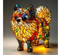 Lampada Schnauzer E Pomerania, Lampade da Tavolo A LED A Tema per La Decorazione della Casa, Luce Notturna in Resina, Regalo Divertente per Gli Amanti dei Cani(Pomeranian Lamp)