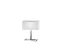 Lampada da tavolo cromo spazzolato Para hotel Interruttore on/off sul cavo 1 luce attacco E14 paralume Bianco