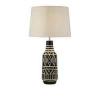 Lampada Scrivania Contemporanea Bourne Ceramica Nera Tessuto Bianco 1 Luce E27