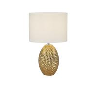 Lampada Scrivania Contemporanea Nadine Porcellana Oro Tessuto Bianco 1 Luce E27