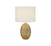 Lampada Scrivania Contemporanea Nadine Porcellana Oro Tessuto Bianco 1 Luce E27