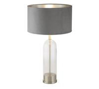 Lampada Scrivania Contemporanea Oxford Acciaio Ottone Tessuto Grigio 1 Luce E27