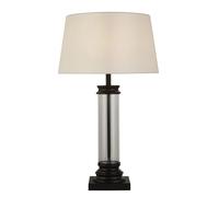 Lampada Scrivania Contemporanea Pedestal Acciaio Nero Vetro Bianco 1 Luce E27