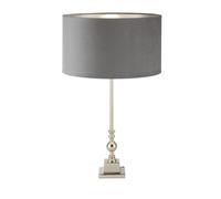Lampada Scrivania Contemporanea Whitby Metallo Nichel Velluto Grigio 1 Luce E27