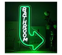 Lampada segnaletica "Bagno" Insegne Al Neon A Freccia Per Decorazioni Murali, Lettere A LED Verdi E Bianche Con Freccia Rivolta A Destra Per Hotel E Casa, 42x25cm