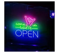 Lampada segnaletica Insegna Al Neon Come In We're Open Con Luminosità Regolabile, Adatta Per Decorazioni Murali Di Ristoranti E Negozi, 46cmx50cm(E)