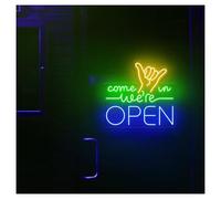 Lampada segnaletica Insegna Al Neon Come In We're Open Con Luminosità Regolabile, Adatta Per Decorazioni Murali Di Ristoranti E Negozi, 46cmx50cm(C)