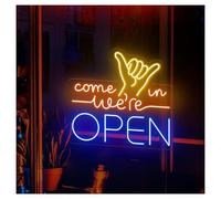 Lampada segnaletica Insegna Al Neon Come In We're Open Con Luminosità Regolabile, Adatta Per Decorazioni Murali Di Ristoranti E Negozi, 46cmx50cm(UN)