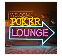 Lampada segnaletica Insegna Al Neon "Welcome Poker Lounge" Con Freccia A Destra E Luce LED Per Decorazione Murale, Camera Da Letto, Casinò, Bar, Hotel, Sala Giochi, Nascita, 39x28cm