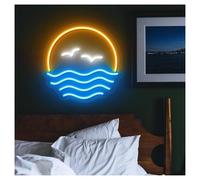 Lampada segnaletica Luci Al Neon Con Alba Sull'onda Dell'oceano Con Luminosità Regolabile, Adatte Per Decorazioni Murali Domestiche, 38cmx38cm
